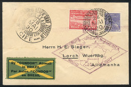 319 BRAZIL: 24/MAY/1930 Rio De Janeiro - Lorch (Germany), Via ZEPPELIN: Cover Franked By Sc.4CL2 + 500Rs. Definitive, Sp - Storia Postale