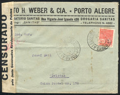 323 BRAZIL: Cover Sent From Porto Alegre To Pelotas On 5/AU/1930, With Rare Censor Label Of The "JUNTA GUVERNATIVA REVOL - Altri & Non Classificati