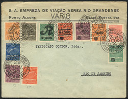 325 BRAZIL: Airmail Cover Sent From Porto Alegre To Rio De Janeiro On 29/NO/1930, With Spectacular Multicolored Postage  - Andere & Zonder Classificatie