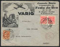 397 BRAZIL: 18/FE/1933 Grape Festival, Airmail Cover Sent By VARIG Between Porto Alegre And Caxias, VF! - Otros & Sin Clasificación