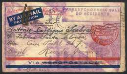 416 BRAZIL: AIRPLANE CRASH: Airmail Cover Sent From Germany To Rio De Janeiro, Carried On The Plane Tapajos That Crashed - Otros & Sin Clasificación