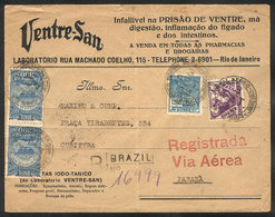 417 BRAZIL: Cover With Advertising Corner Card: Ventre-San, Digestive", Sent By Registered Mail From Rio To Curitiba On  - Altri & Non Classificati