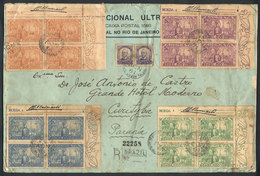 418 BRAZIL: Registered Cover Sent From Rio To Curitiba On 19/NO/1934, Franked With Corner BLOCKS OF 4 Of The RHM.C-74/77 - Altri & Non Classificati