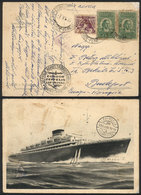 419 BRAZIL: Postcard With View Of Italian Ship "NEPTUNIA" Sent By Airmail To Hungary On 7/JUN/1935, VF Quality! - Otros & Sin Clasificación