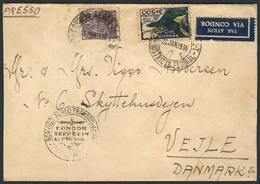421 BRAZIL: Airmail Cover Sent From Rio To Denmark On 23/JA/1936, Interesting! - Otros & Sin Clasificación