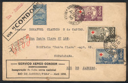 422 BRAZIL: 15/AP/1936 Pará - Rio De Janeiro, Condor FIRST FLIGHT, Registered Cover Of VF Quality! - Sonstige & Ohne Zuordnung