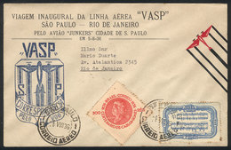423 BRAZIL: 5/AU/1936: VASP First Flight Sao Paulo - Rio De Janeiro, VF Quality! - Sonstige & Ohne Zuordnung