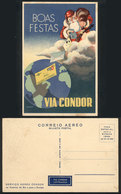 428 BRAZIL: New Year Greeting Card Of Condor Airline, Unused, Very Fine Quality, Rare! - Sonstige & Ohne Zuordnung