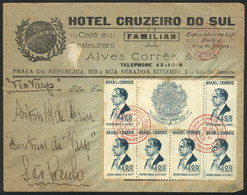 446 BRAZIL: Cover With Very Nice Advertising Corner Card Of HOTEL CRUZEIRO DO SUL, Sent From Rio To Sao Paulo On 10/NO/1 - Sonstige & Ohne Zuordnung