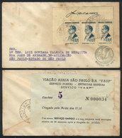 448 BRAZIL: 20/DE/1938 Rio - Sao Paulo: Cover With Interesting VASP Label On Reverse, With Some Staining But Very Intere - Sonstige & Ohne Zuordnung