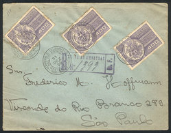 449 BRAZIL: Registered Cover Sent From The Fair Of Rio To Sao Paulo On 31/DE/1938, Franked By RHM.C-128 X3 With Special  - Sonstige & Ohne Zuordnung