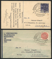 468 BRAZIL: Cover And Cards Sent From Santos To Cubatao On 1/MAR/1941, With Special Postmarks Of The Regional Philatelic - Sonstige & Ohne Zuordnung