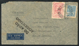 477 BRAZIL: AIRPLANE WRECK: Airmail Cover Sent To Rio De Janeiro On 16/AU/1941, With Black Mark: DO AVIAO ACIDENTADO", V - Sonstige & Ohne Zuordnung