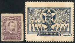 837 BRAZIL: Cinderella Of 19/AP/1943: United In War, Victorious In Peace", Also A Revenue Stamp Of 1000Rs. Of The State  - Altri & Non Classificati