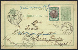 846 BULGARIA: Postal Card Sent From Sistov To Rio De Janeiro On 28/SE/1903, Very Nice, Unusual Destination! - Other & Unclassified