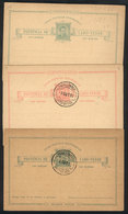 851 CAPE VERDE: 3 Old Unused Postal Cards, 2 Cancelled To Favor In Praias Thiago, Very Nice! - Kap Verde