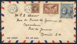 852 CANADA: Airmail Cover Sent From Montreal To Rio De Janeiro On 16/JUN/1947 Franked With 12c., Very Nice! - Otros & Sin Clasificación