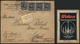 858 CHILE: Registered Cover Sent From Concepción To Brazil On 3/OC/1914 Franked With 40c., On Reverse It Bears A Nice Ad - Chile
