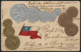 859 CHILE: Old Gold And Silver Coins, Used In Brazil In 1906, VF! - Cile