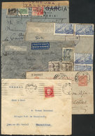 886 SPAIN: 5 Covers Etc. Sent To Brazil Between 1908 And 1941, 3 Covers With Censor Marks Of The Civil War, Interesting! - Altri & Non Classificati