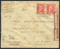 896 SPAIN: Registered Cover Sent From Cortegada (Orense) To Rio De Janeiro On 10/DE/1938, Censored, With Some Defects Bu - Otros & Sin Clasificación