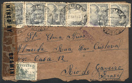 903 SPAIN: Cover Sent From POLA DE ALLANDE To Brazil On 17/MAY/1945, Censored, Interesting! - Andere & Zonder Classificatie