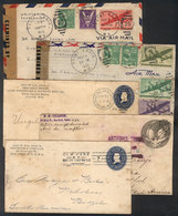 912 UNITED STATES: 5 Covers And Postal Stationeries Sent To Brazil Between 1899 And 1945, Some With Minor Faults, Intere - Poststempel