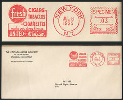 921 UNITED STATES: Cover With SPECIMEN Of Machine Cancel With Advertising Slogan, Topic CIGARETTES, TOBACCO, VF Quality, - Poststempel