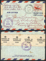 926 UNITED STATES: 10c. Aerogram Sent From New York To Germany On 4/NO/1947, With Interesting British Censor On Back! - Poststempel