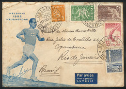 930 FINLAND: FDC Cover With The OLYMPIC Issue Sent From Helsinki To Brazil On 30/JUL/1952, Minor Defects, Very Nice! - Otros & Sin Clasificación