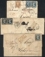 933 FRANCE: 2 Folded Covers (of Fine Quality) + 1 Cover (with Defects) Posted Between 1853 And 1866, Interesting! - Altri & Non Classificati