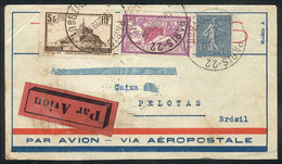 945 FRANCE: Airmail Cover Sent From Paris To Pelotas (Brazil) On 18/JUL/1930 Franked With 9Fr., The Details Of The Addre - Otros & Sin Clasificación