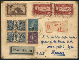 947 FRANCE: Interesting Registered Airmail Cover Sent From Lyon To Manaos (Brazil) In OC/1931 With Nice Postage, On Back - Altri & Non Classificati