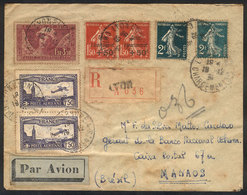 948 FRANCE: Registered Airmail Cover Sent From Lyon To Manaos (Brazil) On 18/DE/1931 With Spectacular Postage That Inclu - Altri & Non Classificati
