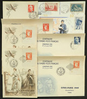 959 FRANCE: 9 Covers And Cards Of The Years 1938 To 1950, Most Commemorating The Stamp Day, Some With Small Stain Spots, - Altri & Non Classificati