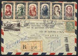 966 FRANCE: Cover Franked With The Complete Set Yvert 867/872 (+ Other Values), Sent By Registered Airmail From Nice To  - Other & Unclassified