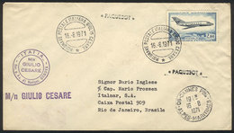 969 FRANCE: Cover Sent To Rio De Janeiro On 16/AU/1971 Franked With 2Fr., With PAQUEBOT Cancel Of "Motonave Italiana Giu - Other & Unclassified