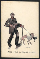 975 FRANCE: Caricature Of World War I, Artist Signed P.Chatillon, "Ayez Pitié D'un Pauvre Aveugle", VF Quality" - Andere & Zonder Classificatie