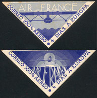 982 FRANCE: 2 Interesting Cinderellas Of Air France "100% Airmail - 4 Days To Europe", Very Nice! - Other & Unclassified