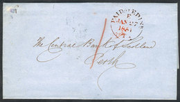 985 GREAT BRITAIN: Entire Letter Sent From EDINBURGH To Perth On 27/JA/1851, With Rimless Datestamp "PAID AT EDINr. - E  - Service