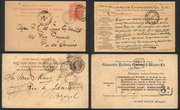992 GREAT BRITAIN: 2 Postal Cards Sent To Rio De Janeiro In 1889 And 1894, With Interesting Advertising On Back, Minor D - Officials