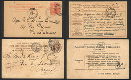 992 GREAT BRITAIN: 2 Postal Cards Sent To Rio De Janeiro In 1889 And 1894, With Interesting Advertising On Back, Minor D - Dienstzegels