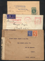 993 GREAT BRITAIN: 2 Covers And 1 Wrapper Sent To Brazil Between 1905 And 1942, Interesting! - Servizio
