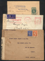 993 GREAT BRITAIN: 2 Covers And 1 Wrapper Sent To Brazil Between 1905 And 1942, Interesting! - Oficiales