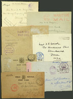 996 GREAT BRITAIN: 7 Covers And Cards Used Between 1917 And 1944 With Military Or POW Mail Free Franks, Most With Minor  - Officials