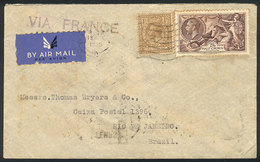 997 GREAT BRITAIN: Airmail Cover Sent From Bradford To Rio De Janeiro On 18/OC/1935 By Air France, With Transit Backstam - Service