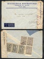 1013 GREECE: Airmail Cover Sent From Volos To Rio De Janeiro On 25/SE/1950 With Nice Postage On Back And Interesting Cen - Sonstige & Ohne Zuordnung