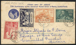 1018 BRITISH GUIANA: Cover Franked With The Set Of UPU 75th Anniversary And Cancelled BOURDA 10/OC/1949 (first Day Of Is - Guyana Britannica (...-1966)