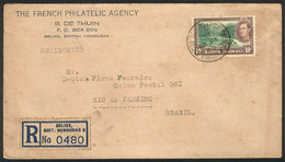 1025 BRITISH HONDURAS: Registered Cover Sent From Belize To Rio De Janeiro On 10/FE/1940, Franked With 10c., Very Nice! - Honduras Británica (...-1970)