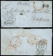 1036 BRITISH INDIA: Entire Letter Sent From Bangalore (21/AP/1862) To Madeira  (arrival 18/JUN), Via Gibraltar And Lisbo - Autres & Non Classés
